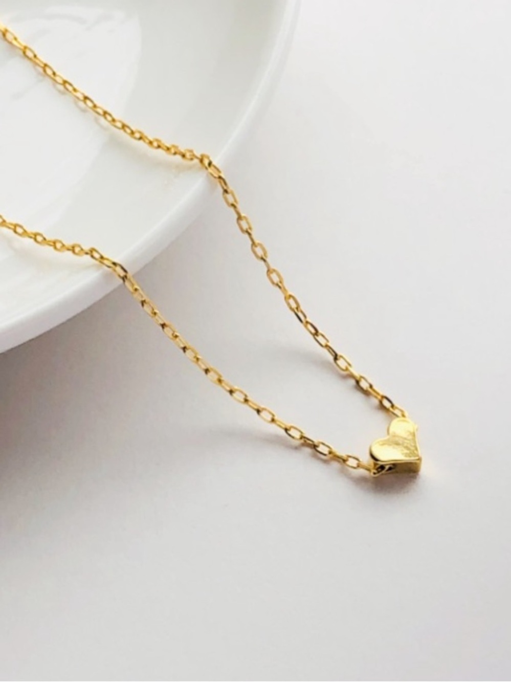 18K Gold Plated Dainty Heart Minimalist Layering Necklace